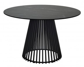 Стол TERNI 120 MATT BLACK MARBLE SOLID CERAMIC Черный мрамор матовый, керамика /Черн.каркас, ®DISAUR в Пойковском - poikovskii.mebel24.online | фото