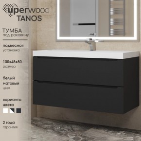 Тумба под раковину Uperwood Tanos 100 см, подвесная, черная матовая в Пойковском - poikovskii.mebel24.online | фото 3