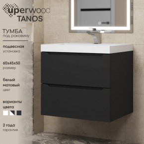 Тумба под раковину Uperwood Tanos 60 см, подвесная, черная матовая в Пойковском - poikovskii.mebel24.online | фото 3