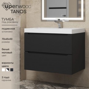 Тумба под раковину Uperwood Tanos 70 см, подвесная, черная матовая в Пойковском - poikovskii.mebel24.online | фото 3