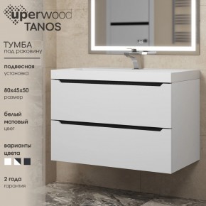 Тумба под раковину Uperwood Tanos 80 см, подвесная, белая/графит в Пойковском - poikovskii.mebel24.online | фото 3