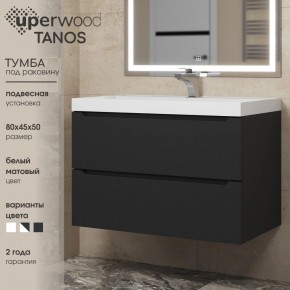 Тумба под раковину Uperwood Tanos 80 см, подвесная, черная матовая в Пойковском - poikovskii.mebel24.online | фото 3