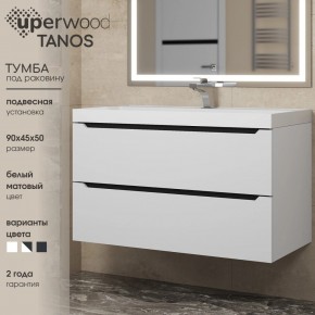 Тумба под раковину Uperwood Tanos 90 см, подвесная, белая/графит в Пойковском - poikovskii.mebel24.online | фото 3