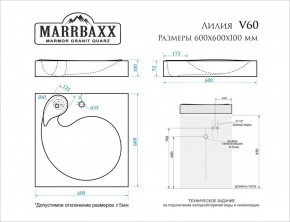 Умывальник над стиральной машиной (600*600х100) Лилия V60 (белый) с кронштейном без сифона (V60) в Пойковском - poikovskii.mebel24.online | фото 2